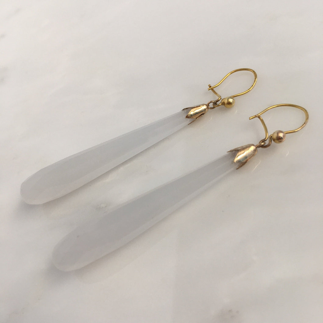 Victorian 14K Chalcedony Earrings