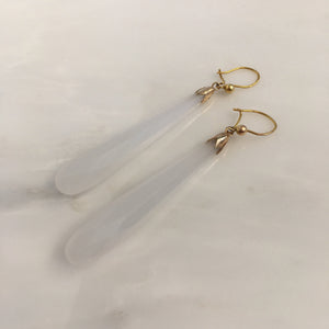 Victorian 14K Chalcedony Earrings