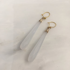 Victorian 14K Chalcedony Earrings