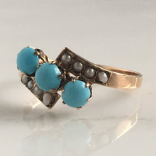 Load image into Gallery viewer, Victorian Turquoise &amp; Pearl 14K Rose Gold Ring
