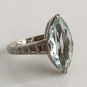 Art Deco Aquamarine 14K Ring