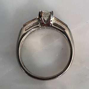 Vintage Diamond Platinum Engagement Wedding Ring Set