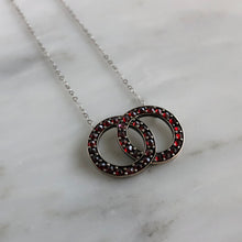 Load image into Gallery viewer, Art Deco Garnet 14K Silver Pendant Necklace
