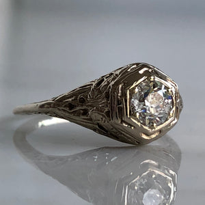 Vintage Filigree .66ct Diamond 14K Gold Ring