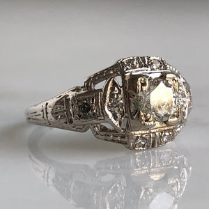 Art Deco 14K Diamond Engagement Ring