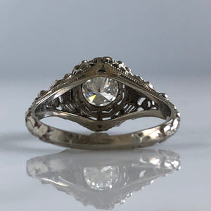 Edwardian .58ct Diamond 18K Gold Filigree Engagement Ring