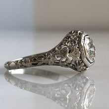 Load image into Gallery viewer, Edwardian .58ct Diamond 18K Gold Filigree Engagement Ring
