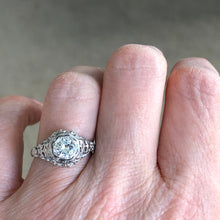 Load image into Gallery viewer, Edwardian .58ct Diamond 18K Gold Filigree Engagement Ring
