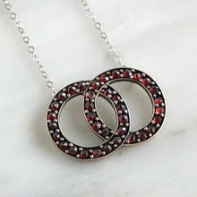 Load image into Gallery viewer, Art Deco Garnet 14K Silver Pendant Necklace
