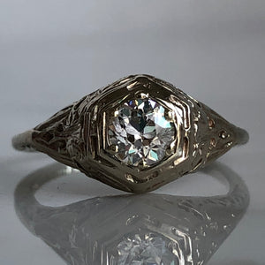 Vintage Filigree .66ct Diamond 14K Gold Ring