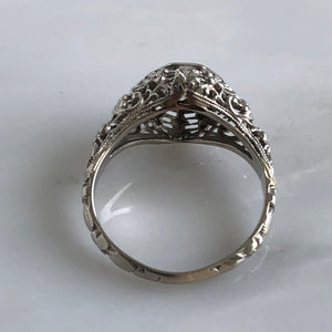 Edwardian .58ct Diamond 18K Gold Filigree Engagement Ring