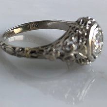 Load image into Gallery viewer, Edwardian .58ct Diamond 18K Gold Filigree Engagement Ring
