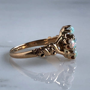 Victorian Yellow Gold Opal & Diamond Ring