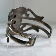 Load image into Gallery viewer, Native American Sand Cast Sterling Turquoise Cuff Bracelet
