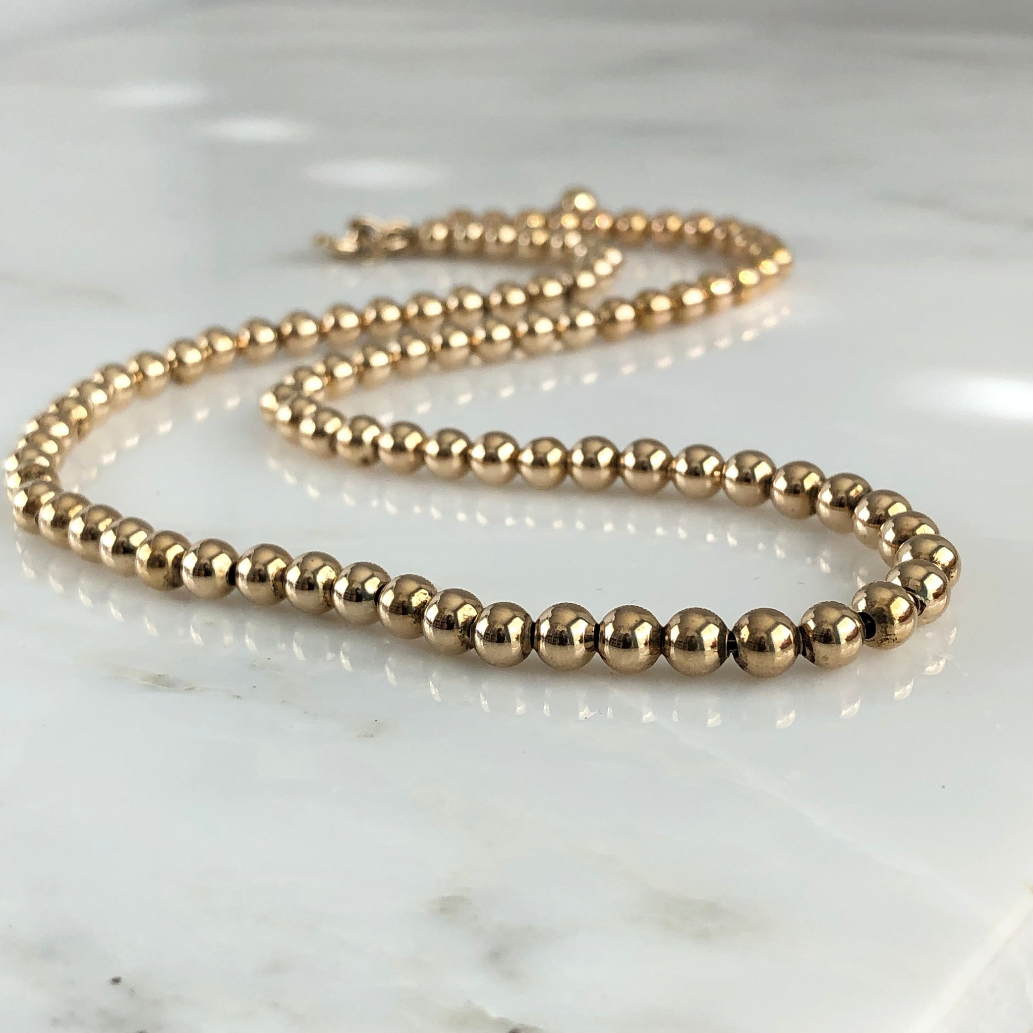 Buy 22K Gold Beads Strand Necklace Fine Jewelry 4mm Online in India - Etsy  | Gold bead necklace, Silver bangle bracelets, Sterling silver bangle  bracelets