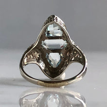 Load image into Gallery viewer, Edwardian Aquamarine Filigree 14K White Gold Ring
