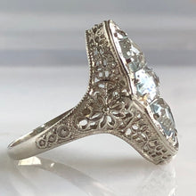 Load image into Gallery viewer, Edwardian Aquamarine Filigree 14K White Gold Ring
