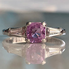 Load image into Gallery viewer, Art Deco Pink Sapphire &amp; Diamond Platinum Ring
