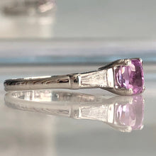 Load image into Gallery viewer, Art Deco Pink Sapphire &amp; Diamond Platinum Ring
