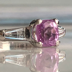 Art Deco Pink Sapphire & Diamond Platinum Ring