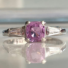 Load image into Gallery viewer, Art Deco Pink Sapphire &amp; Diamond Platinum Ring
