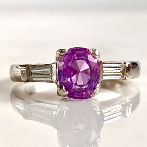 Art Deco 1.15ct Pink Sapphire & .40ct Diamond Platinum Ring