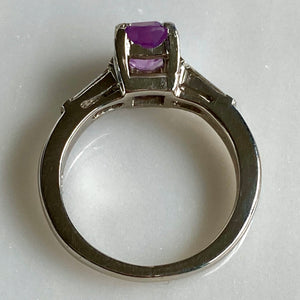 Art Deco 1.15ct Pink Sapphire & .40ct Diamond Platinum Ring