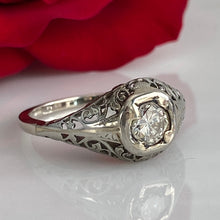 Load image into Gallery viewer, Edwardian Filigree Diamond 14K Engagement Ring
