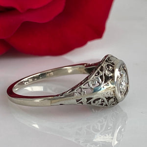Edwardian Filigree Diamond 14K Engagement Ring