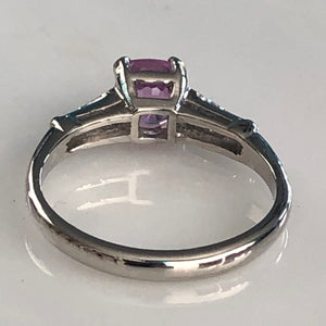 Art Deco Pink Sapphire & Diamond Platinum Ring