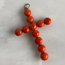 Load image into Gallery viewer, Victorian 1890&#39;s Red Natural Coral Silver Cross
