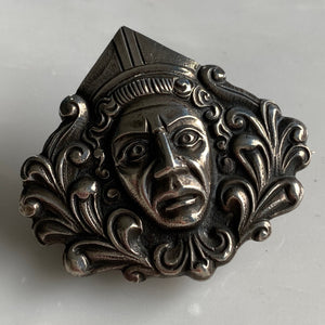 Unusual Vintage Silver Roman Style Brooch