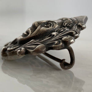 Unusual Vintage Silver Roman Style Brooch