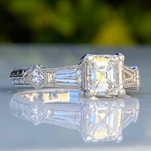 Load image into Gallery viewer, Art Deco Emerald Cut Diamond 1.04 carat Platinum Ring
