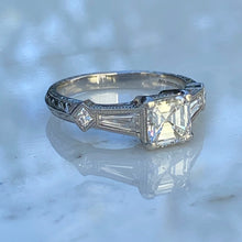 Load image into Gallery viewer, Art Deco Emerald Cut Diamond 1.04 carat Platinum Ring
