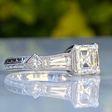 Load image into Gallery viewer, Art Deco Emerald Cut Diamond 1.04 carat Platinum Ring
