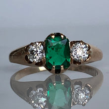 Load image into Gallery viewer, Mid Century Emerald &amp; Diamond Ring
