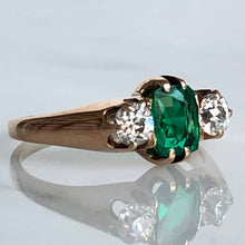 Load image into Gallery viewer, Mid Century Emerald &amp; Diamond Ring
