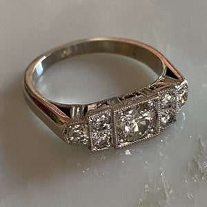 Art Deco Style .97ct Diamond Platinum Ring