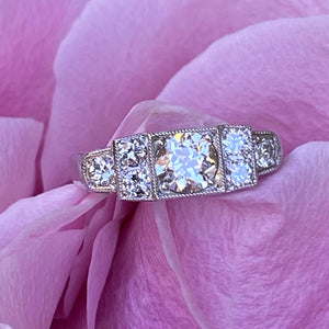 Art Deco Style .97ct Diamond Platinum Ring