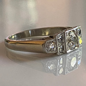 Art Deco Style .97ct Diamond Platinum Ring