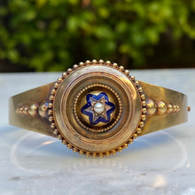 Load image into Gallery viewer, Victorian 14K Gold Enamel Star Bangle Bracelet
