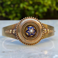 Load image into Gallery viewer, Victorian 14K Gold Enamel Star Bangle Bracelet
