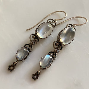 Victorian Moonstone Sterling Silver Drop Earrings