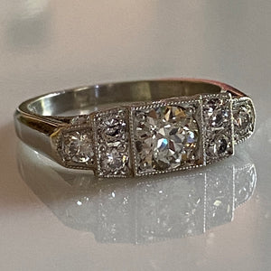 Art Deco Style .97ct Diamond Platinum Ring